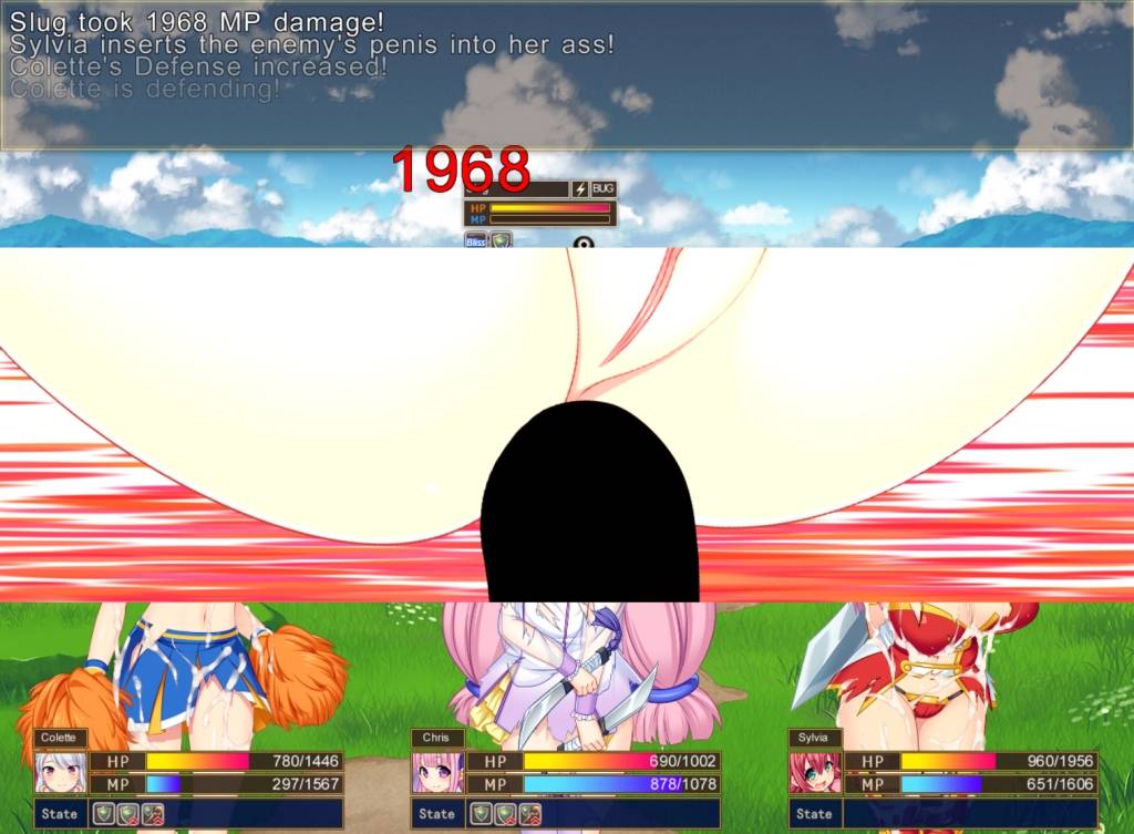 Brave Alchemist Colette. Sylvia attacks by inserting the enemy's penis into her ass