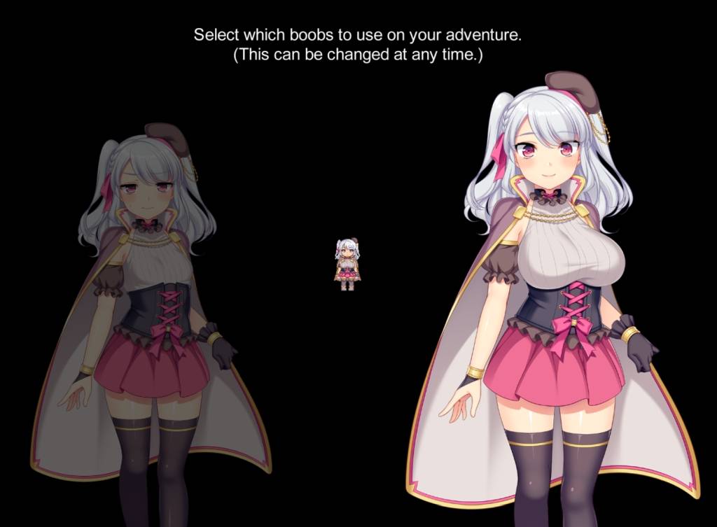 Brave Alchemist Colette. menu to change Collettes boobs to small or big